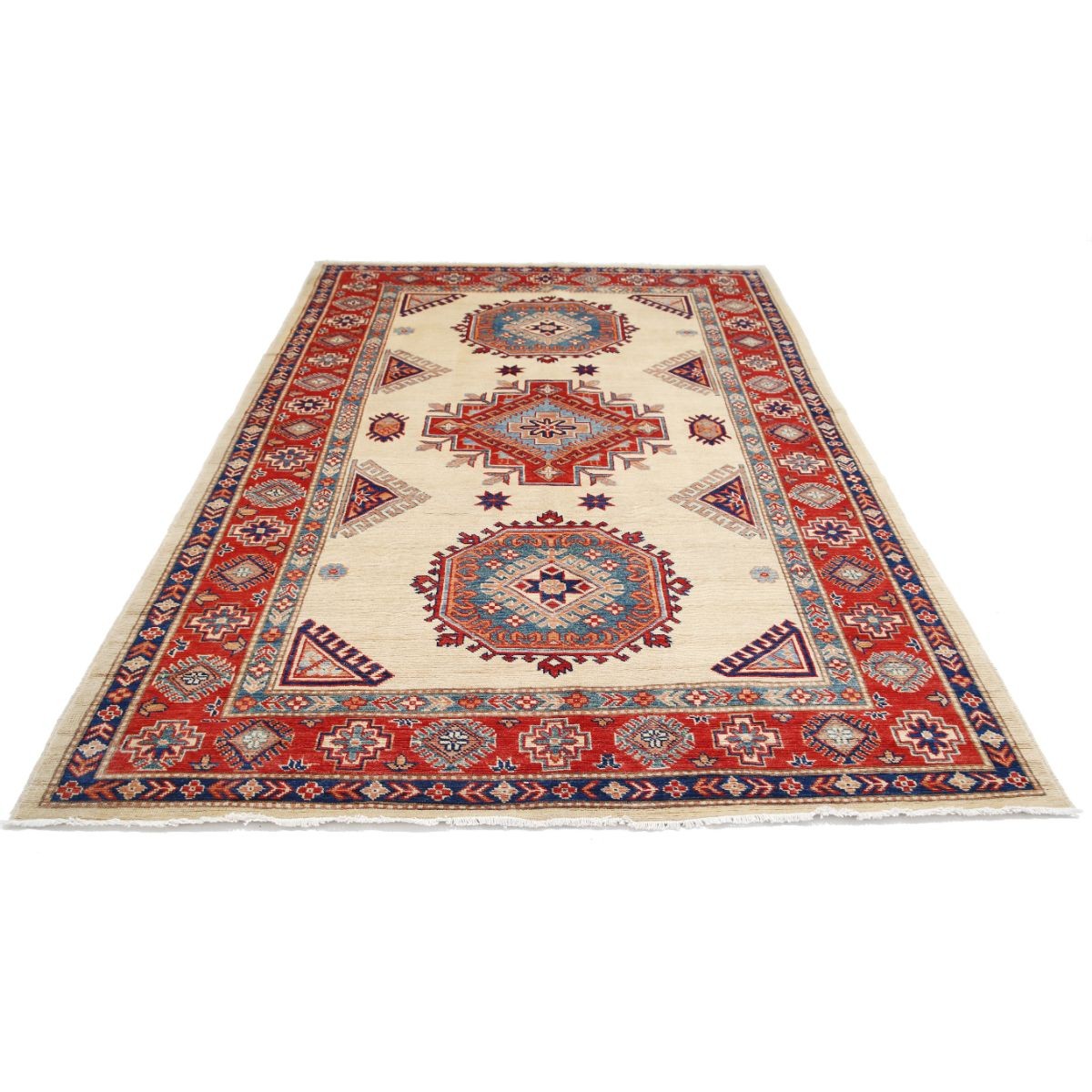 Kazak 6x9 Handmade Double Knotted Washable Wool Rug - Colorful