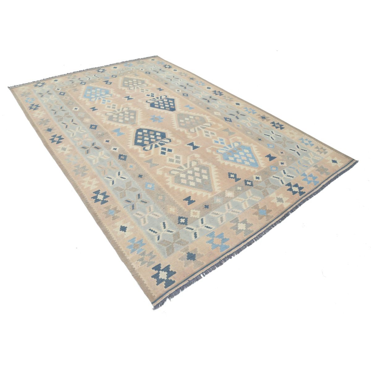 Kafkaas 7x10 Hand Woven Washable Wool Rug - Soft Hues