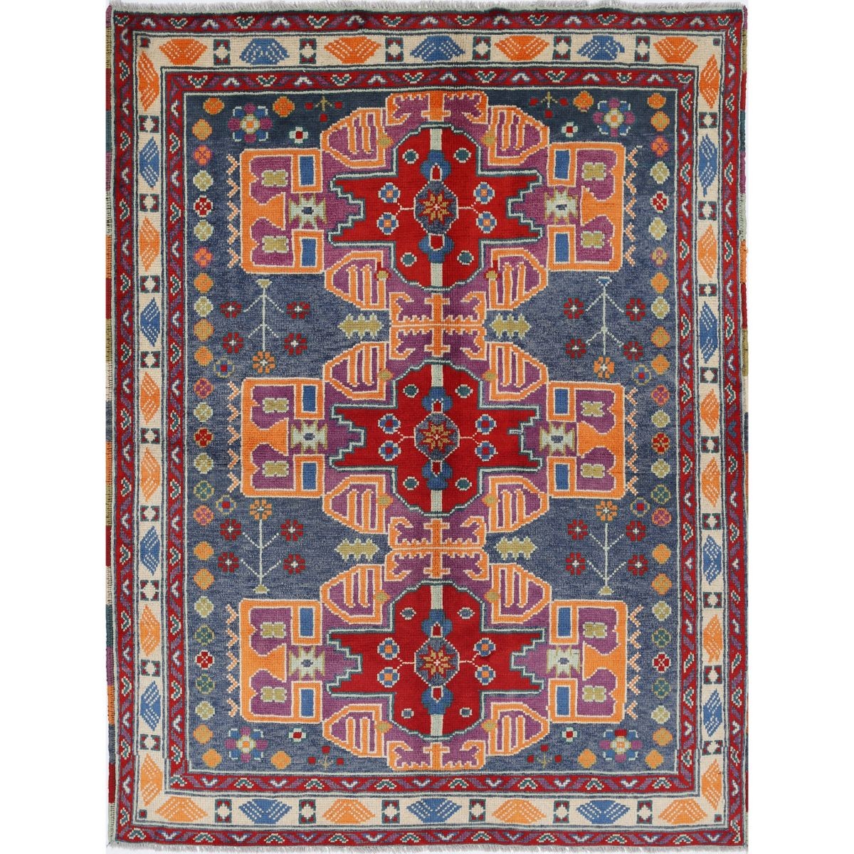 Revival 5x6 Handmade Double Knotted Washable Wool Rug - Colorful
