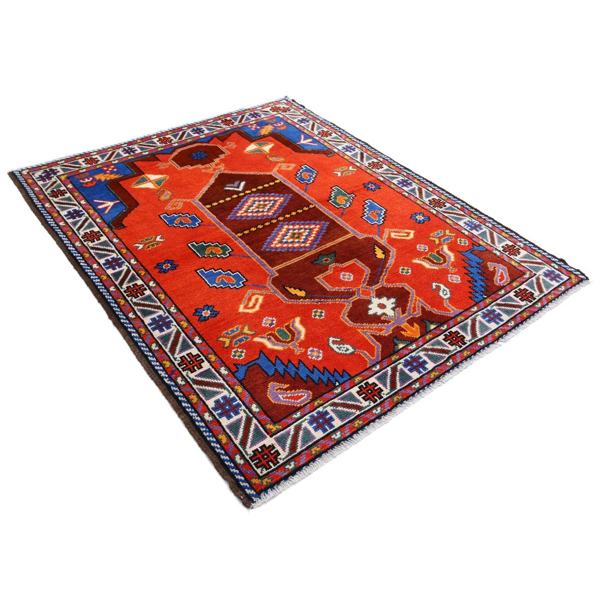 Revival 5x6 Handmade Double Knotted Washable Wool Rug - Colorful