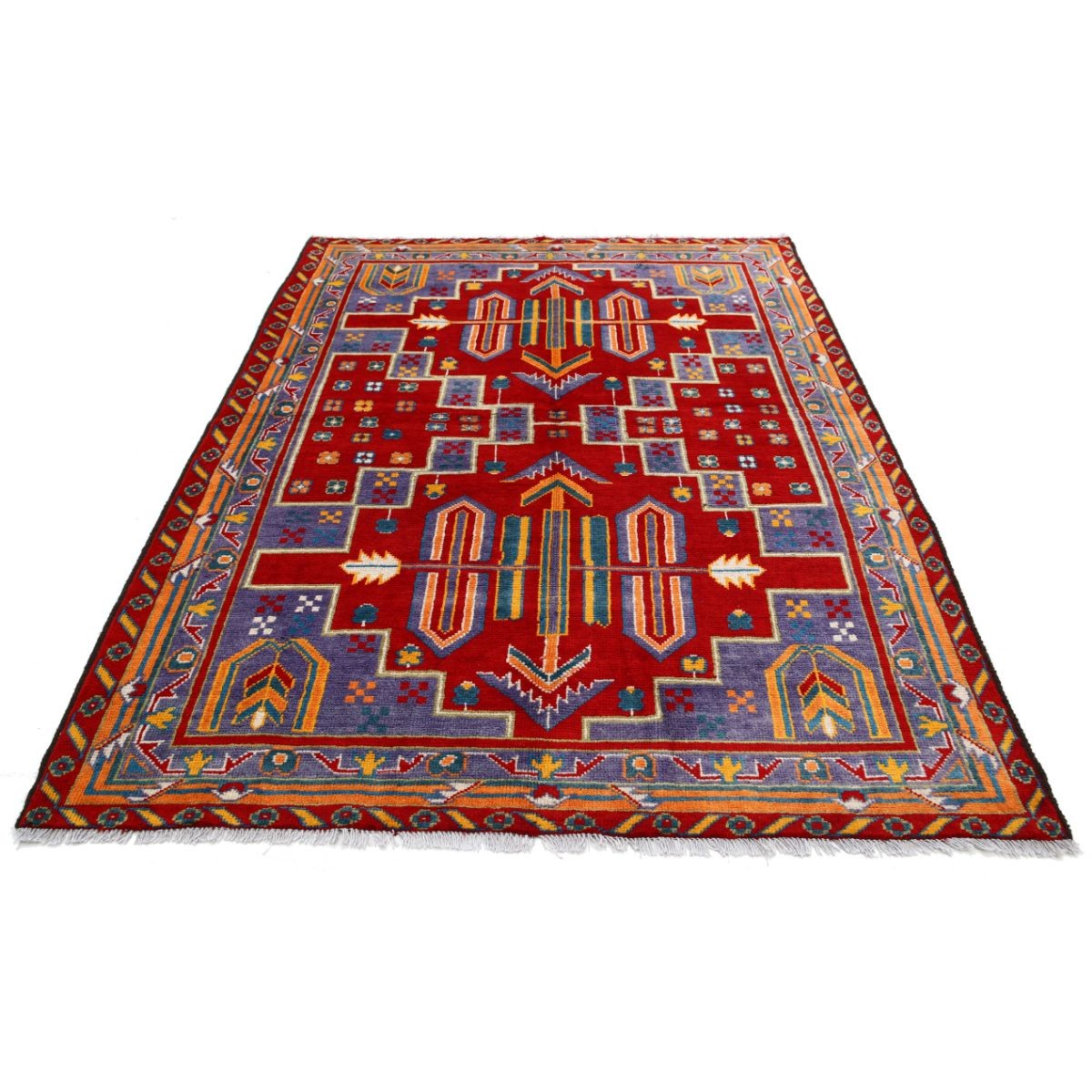 Revival 6x8 Handmade Double Knotted Washable Wool Rug - Colorful
