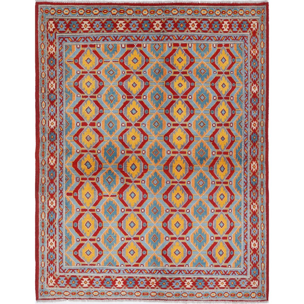 Revival 5x7 Handmade Double Knotted Washable Wool Rug - Colorful