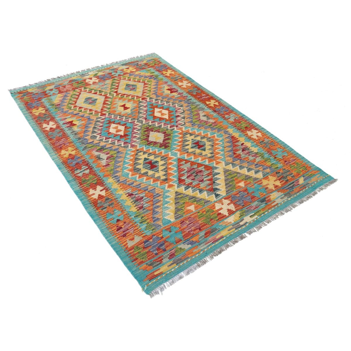 Maimana 5x6 Hand Woven Washable Wool Rug - Colorful