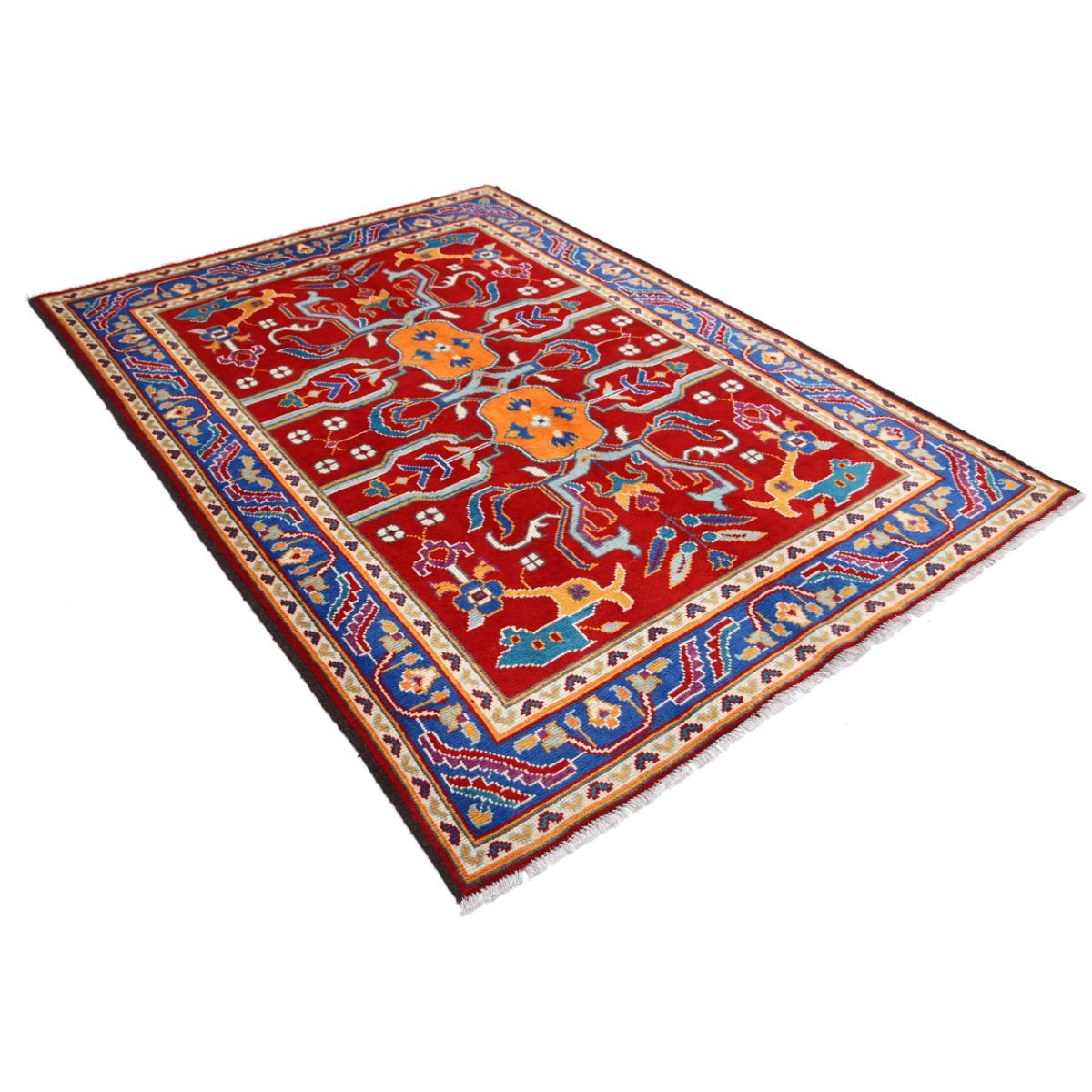 Revival 6x8 Handmade Double Knotted Washable Wool Rug - Colorful