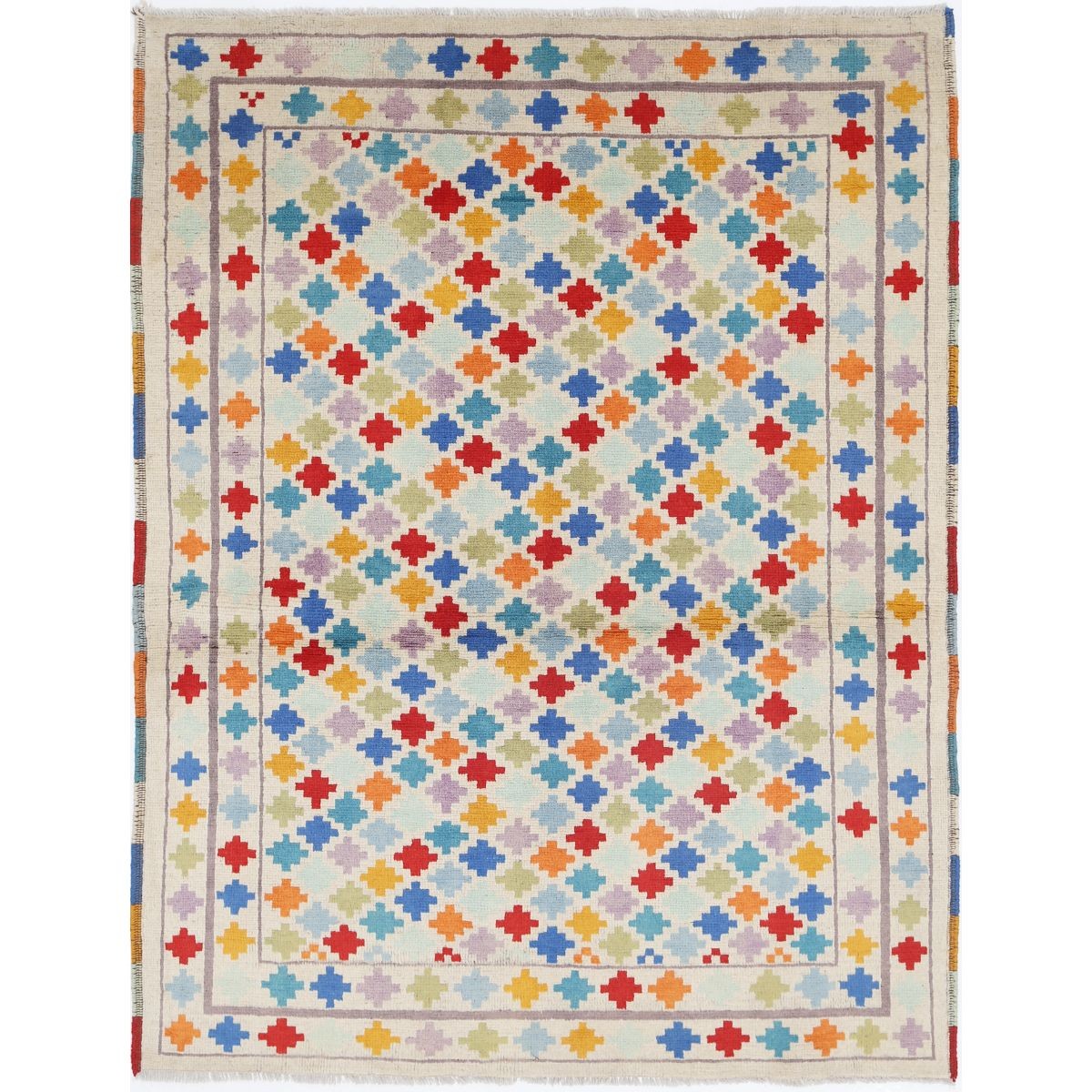 Revival 5x7 Handmade Double Knotted Washable Wool Rug - Colorful