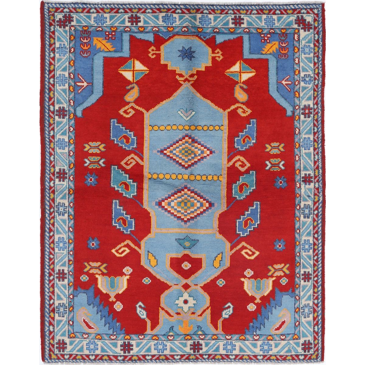 Revival 5x7 Handmade Double Knotted Washable Wool Rug - Colorful