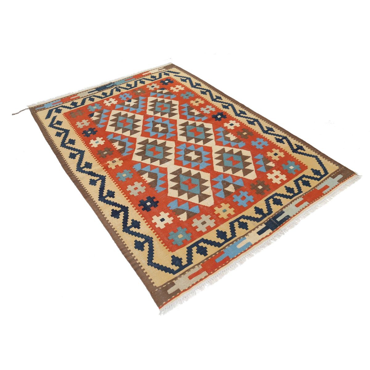 Kafkaas 5x7 Hand Woven Washable Wool Rug - Colorful