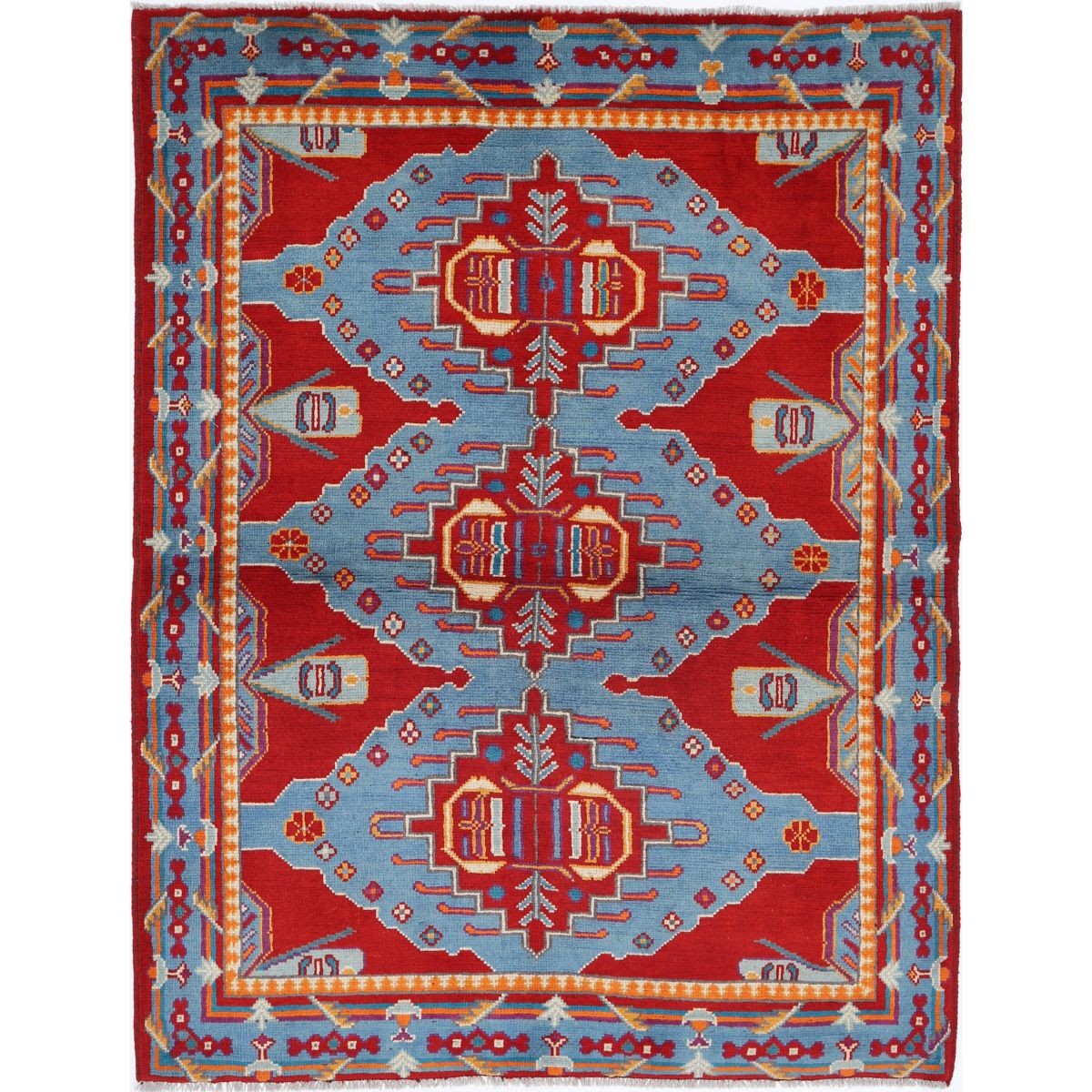 Revival 5x7 Handmade Double Knotted Washable Wool Rug - Colorful