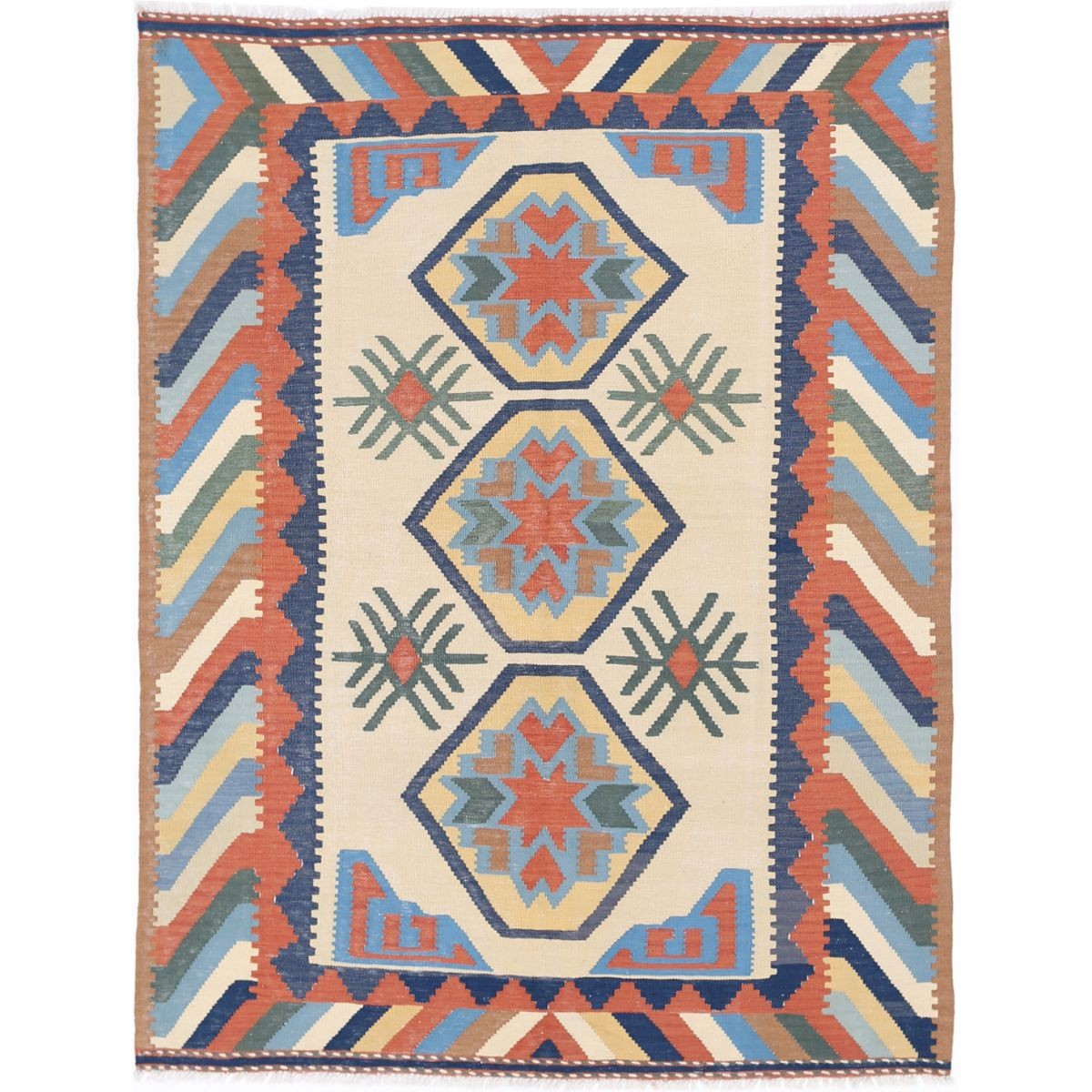 Kafkaas 5x7 Hand Woven Washable Wool Rug - Colorful