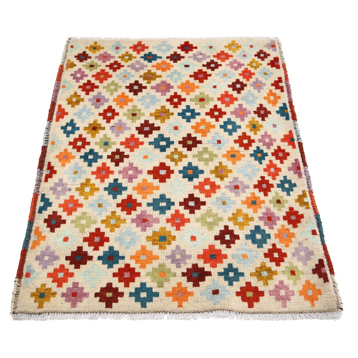 Revival 3x4 Handmade Double Knotted Washable Wool Rug - Colorful