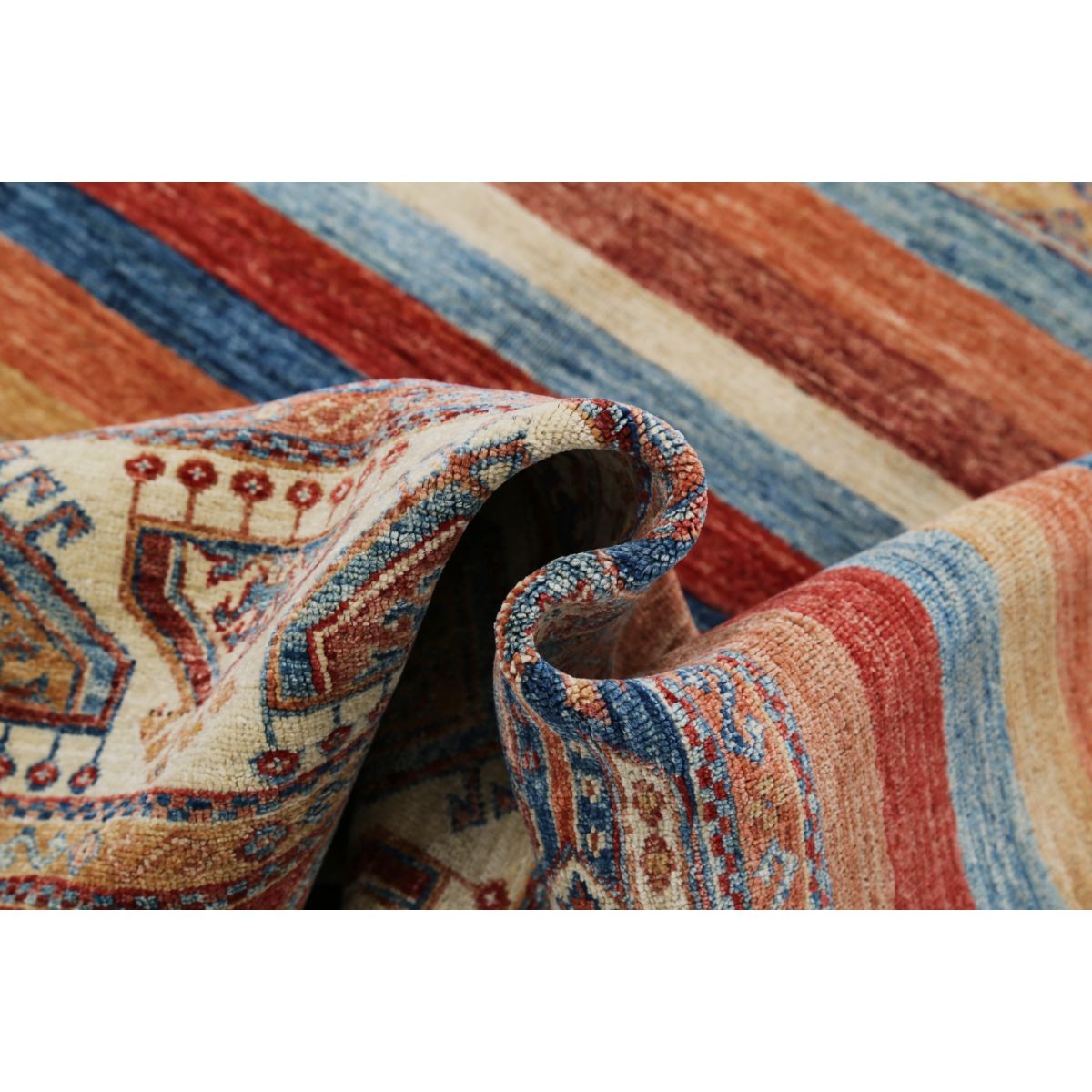 Khurjeen 7x10 Handmade Double Knotted Washable Wool Rug - Colorful