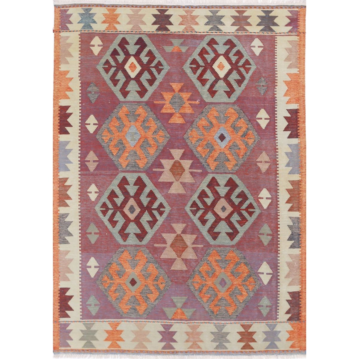 Kafkaas 5x7 Hand Woven Washable Wool Rug - Colorful