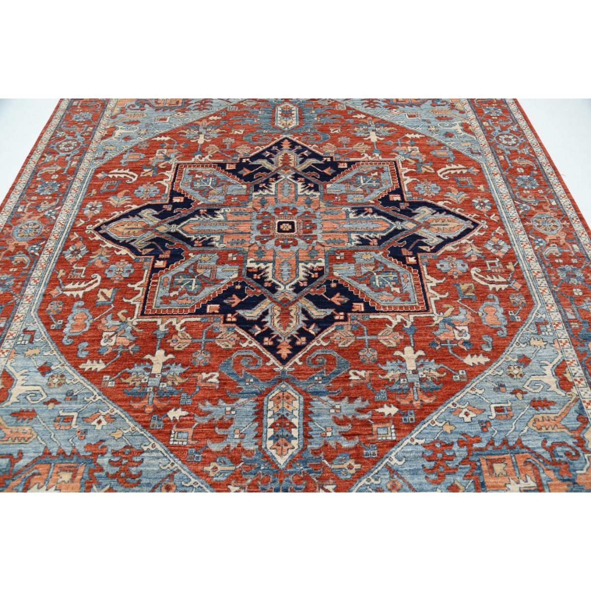 Heriz 8x10 Handmade Double Knotted Washable Wool Rug - Colorful