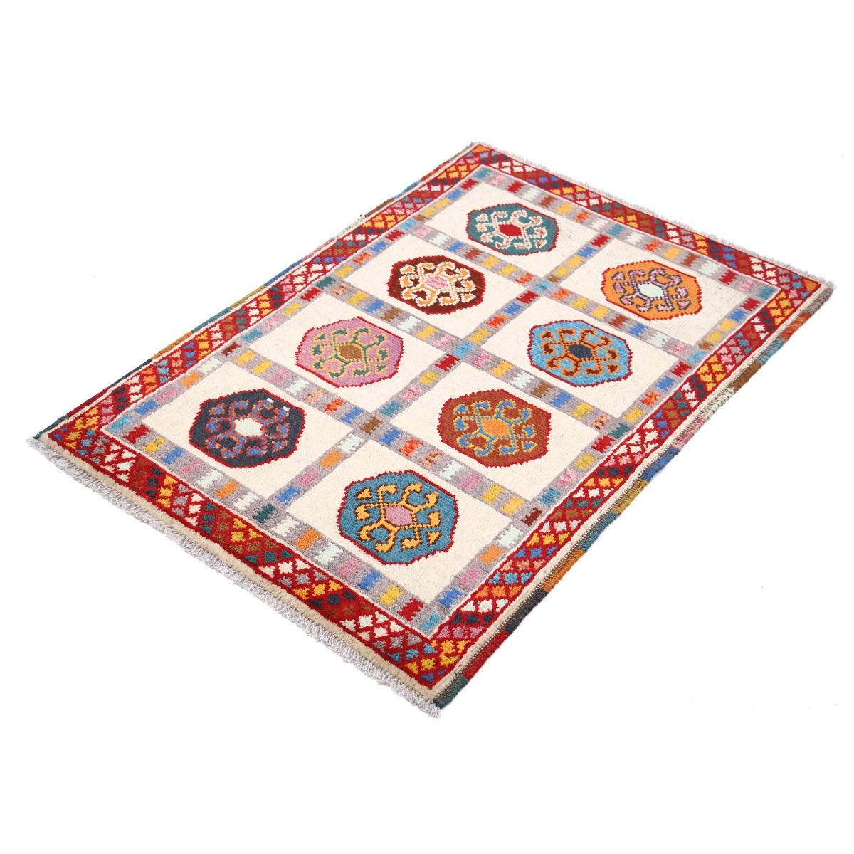 Revival 3x4 Handmade Double Knotted Washable Wool Rug - Colorful