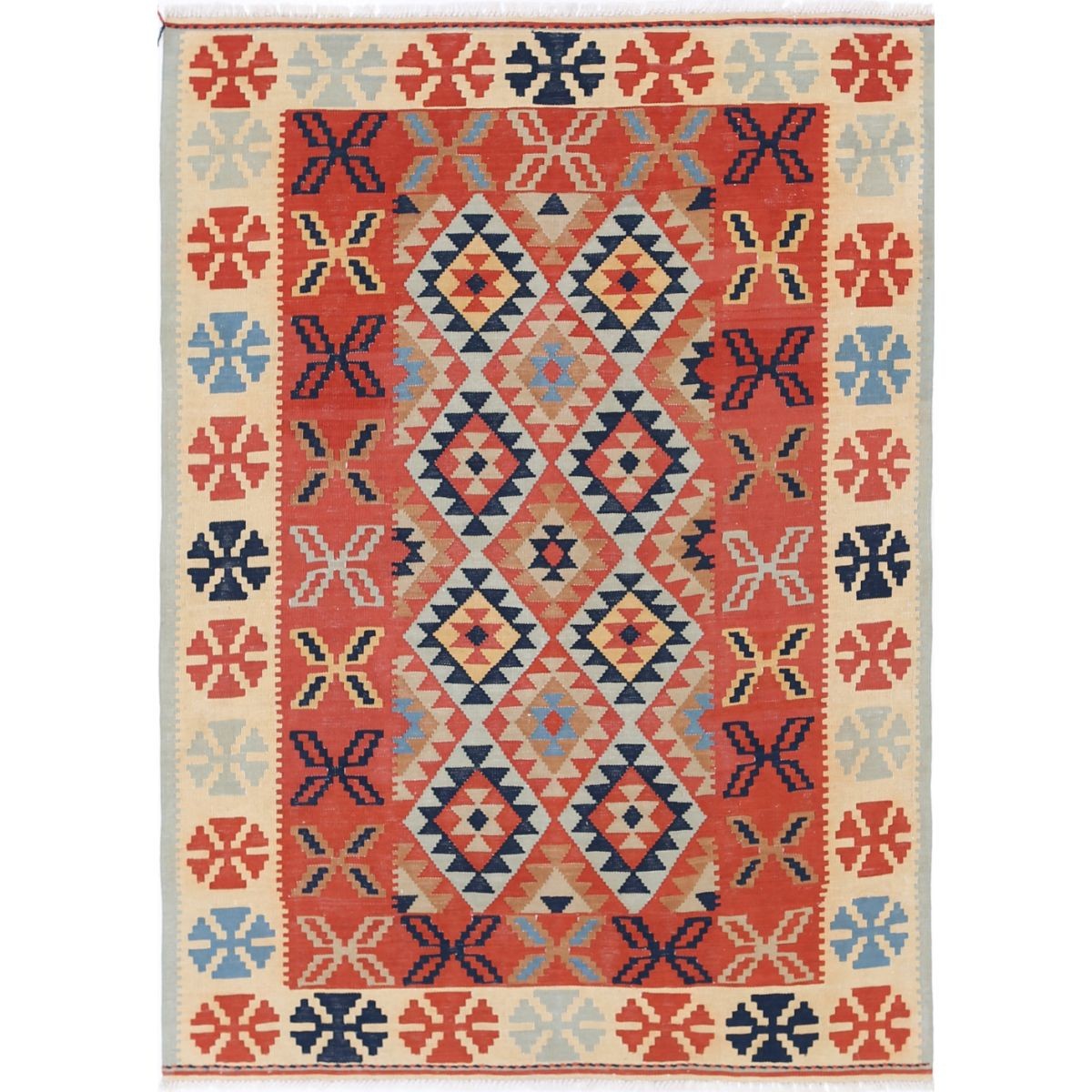 Kafkaas 5x7 Hand Woven Washable Wool Rug - Colorful