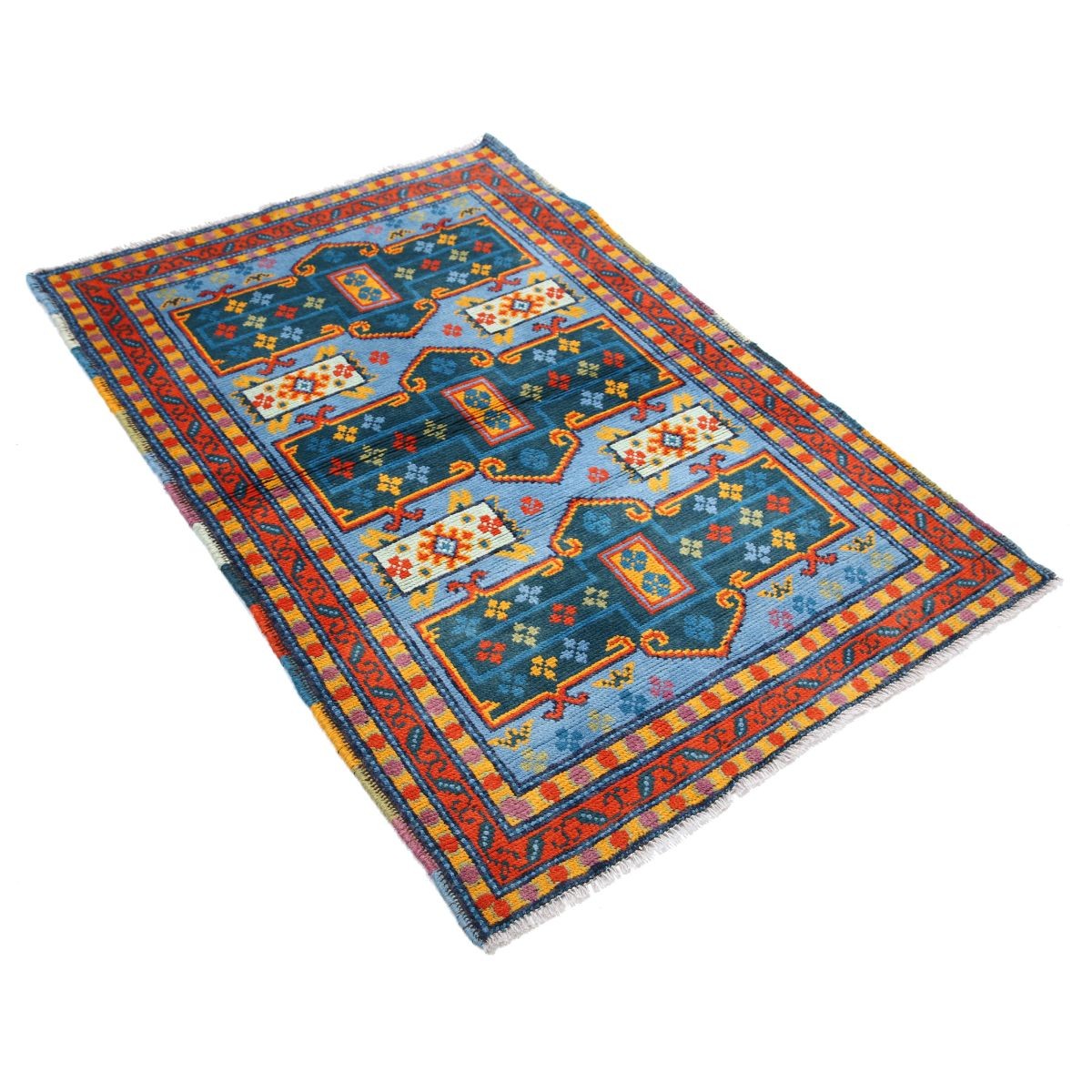 Revival 3x5 Handmade Double Knotted Washable Wool Rug - Colorful