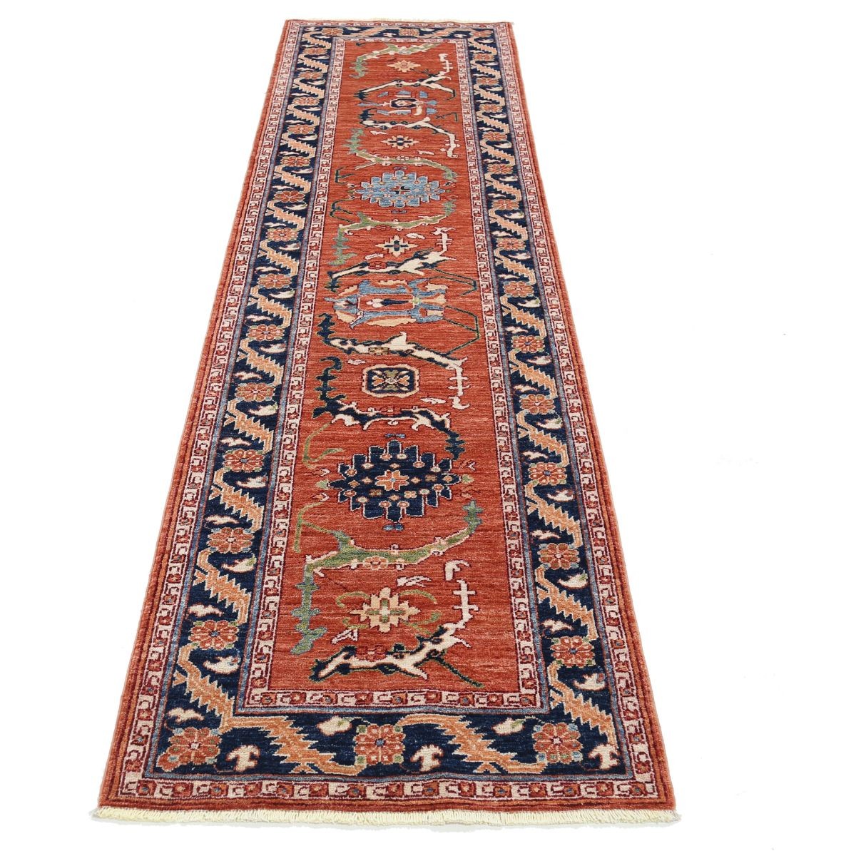 Heriz 3x10 Handmade Double Knotted Washable Wool Runner - Colorful