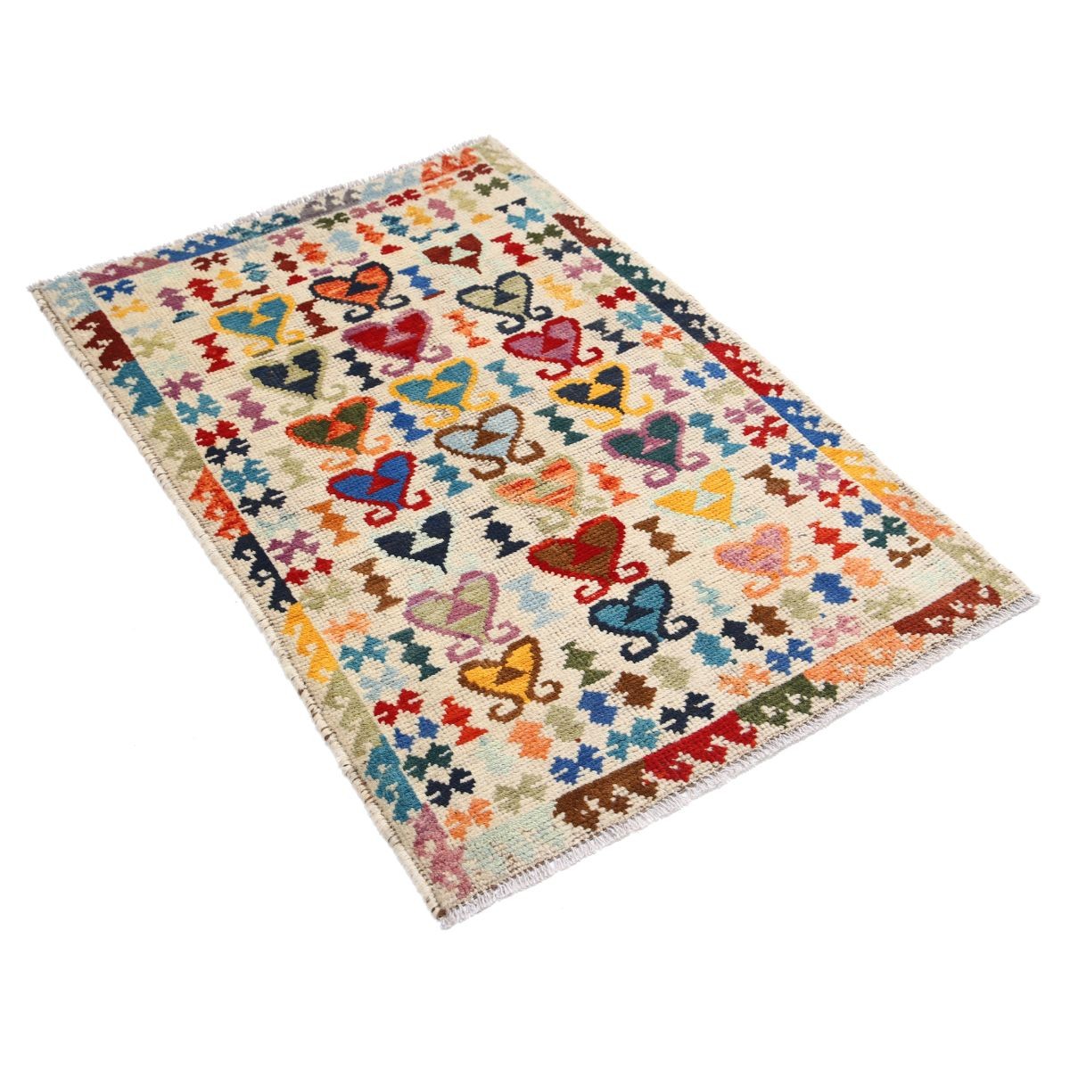 Revival 3x4 Handmade Double Knotted Washable Wool Rug - Colorful