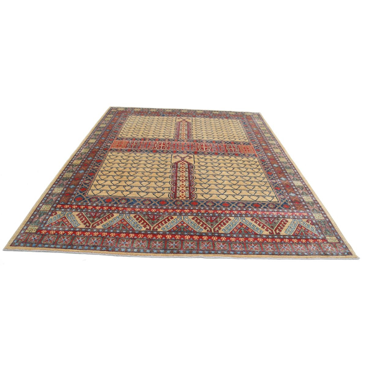 Revival 8x10 Handmade Double Knotted Washable Wool Rug - Colorful