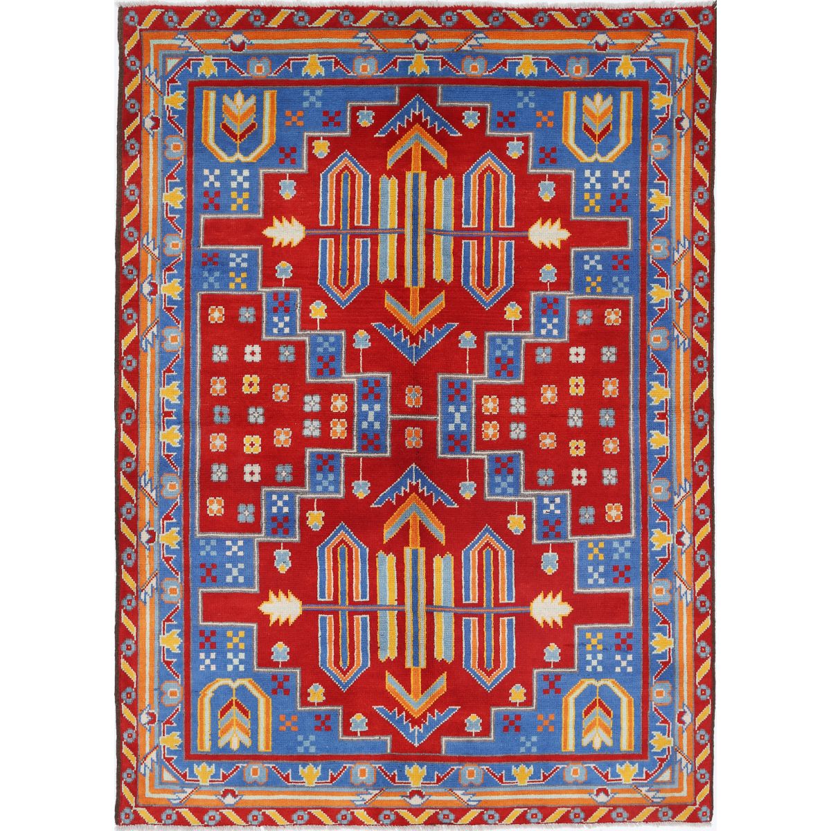 Revival 6x8 Handmade Double Knotted Washable Wool Rug - Colorful