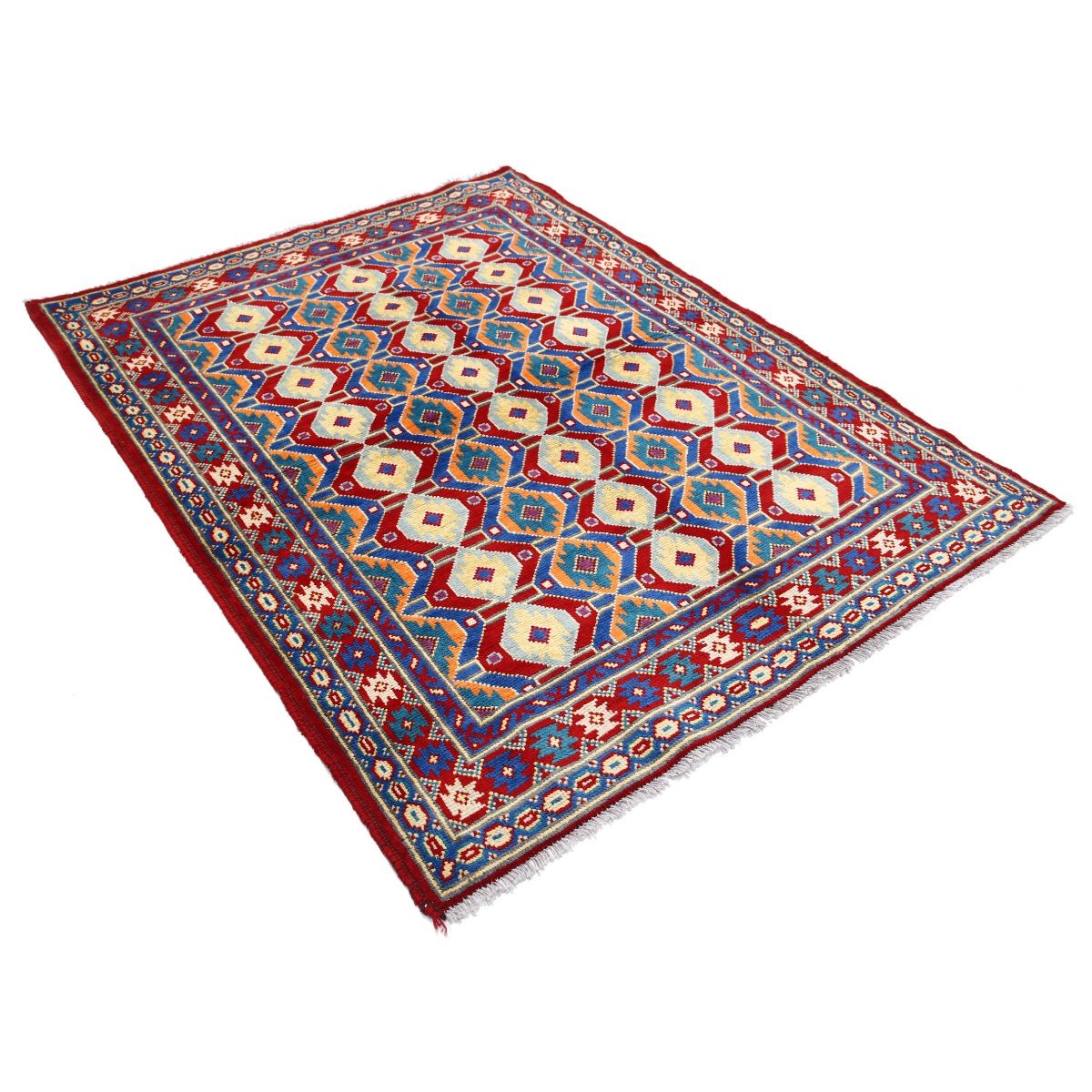 Revival 5x6 Handmade Double Knotted Washable Wool Rug - Colorful
