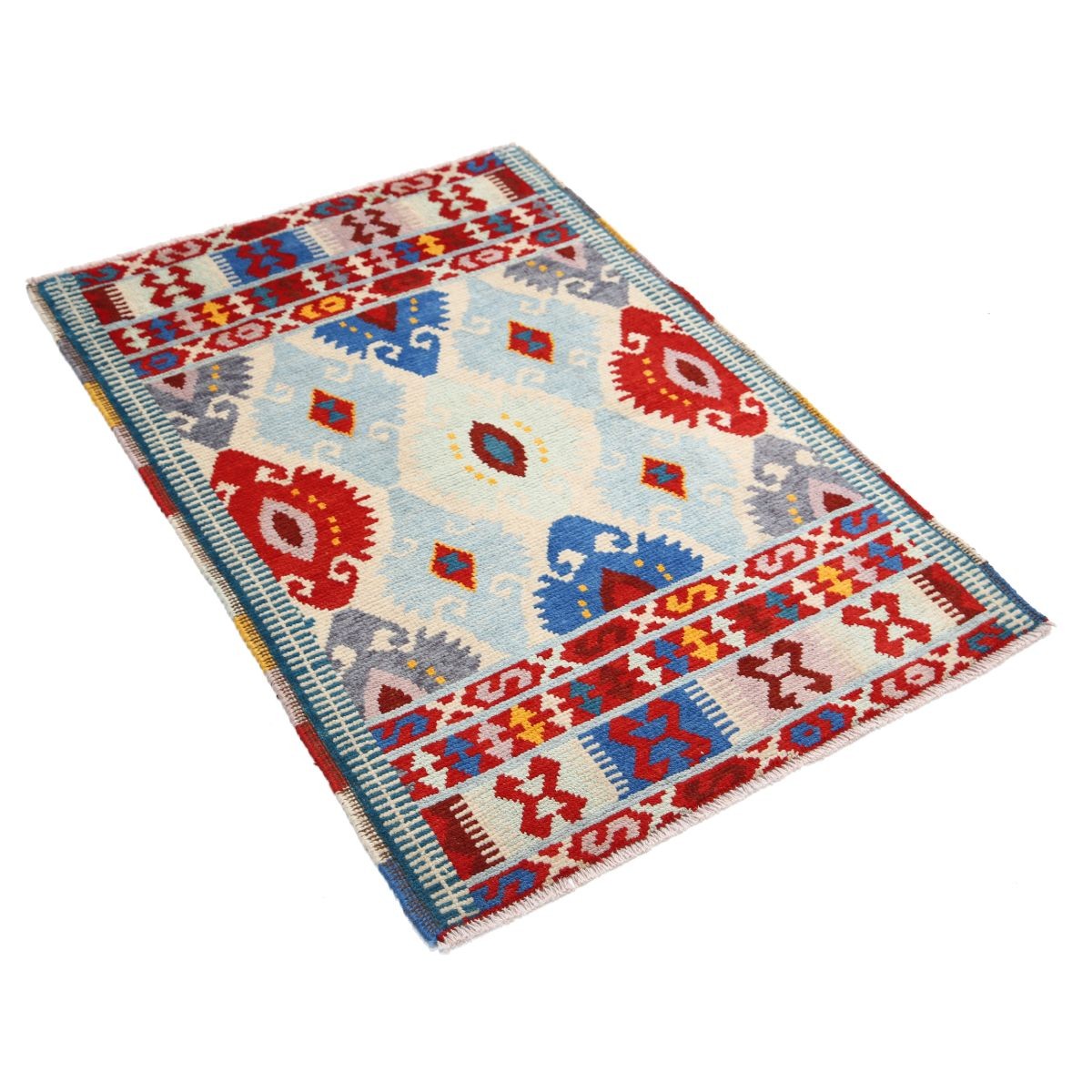 Revival 3x4 Handmade Double Knotted Washable Wool Rug - Colorful