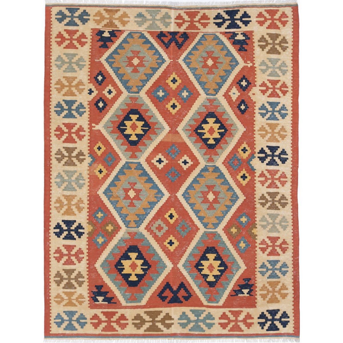 Kafkaas 5x7 Hand Woven Washable Wool Rug - Soft Hues