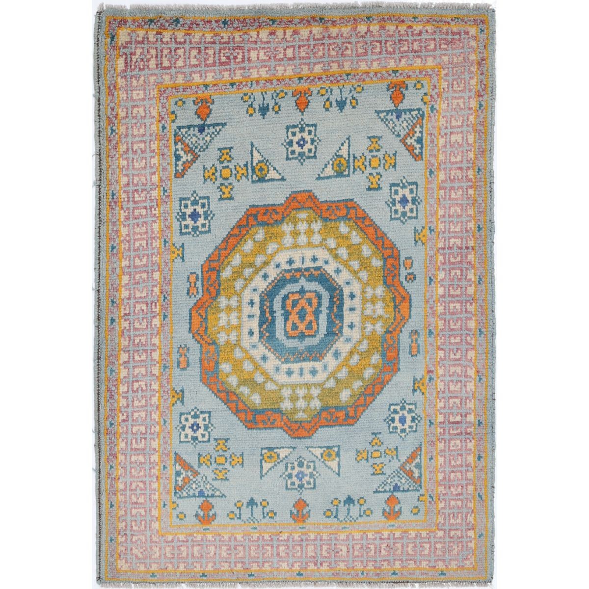 Revival 3x4 Handmade Double Knotted Washable Wool Rug - Colorful