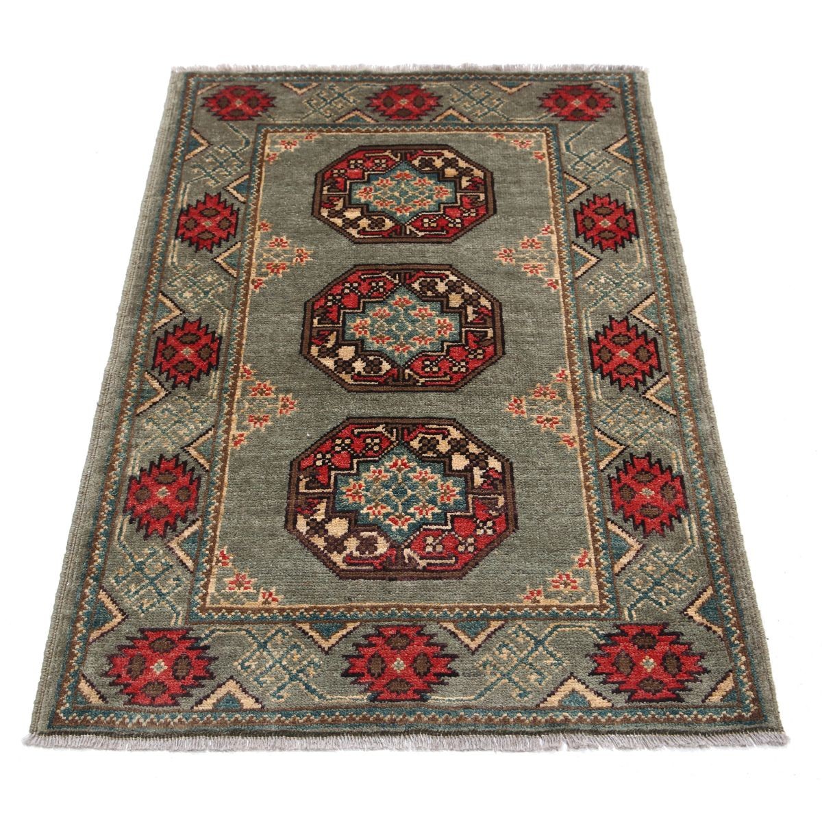 Revival 3x4 Handmade Double Knotted Washable Wool Rug - Colorful