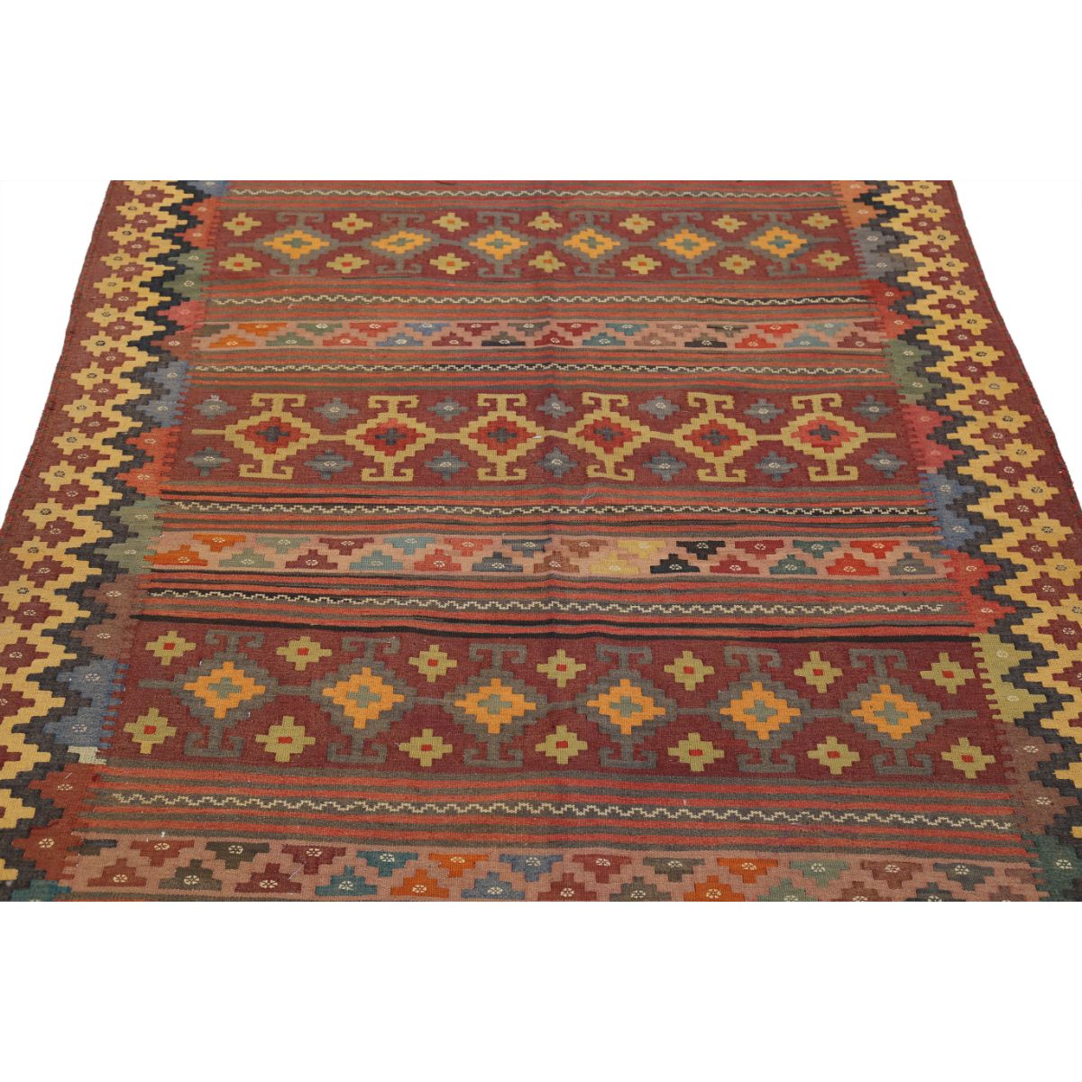 Sumak 5x7 Hand Woven Washable Wool Rug - Colorful