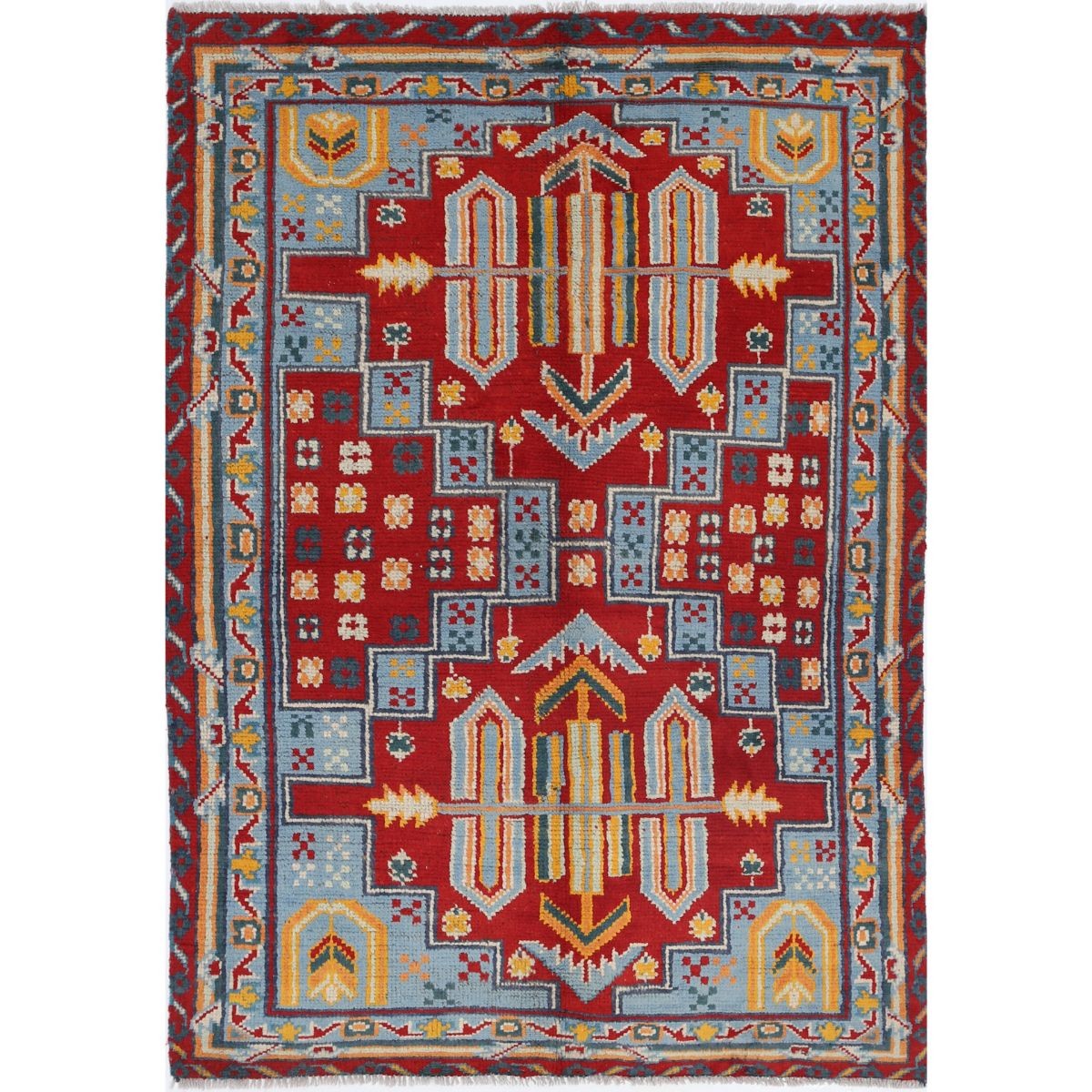 Revival 4x6 Handmade Double Knotted Washable Wool Rug - Colorful