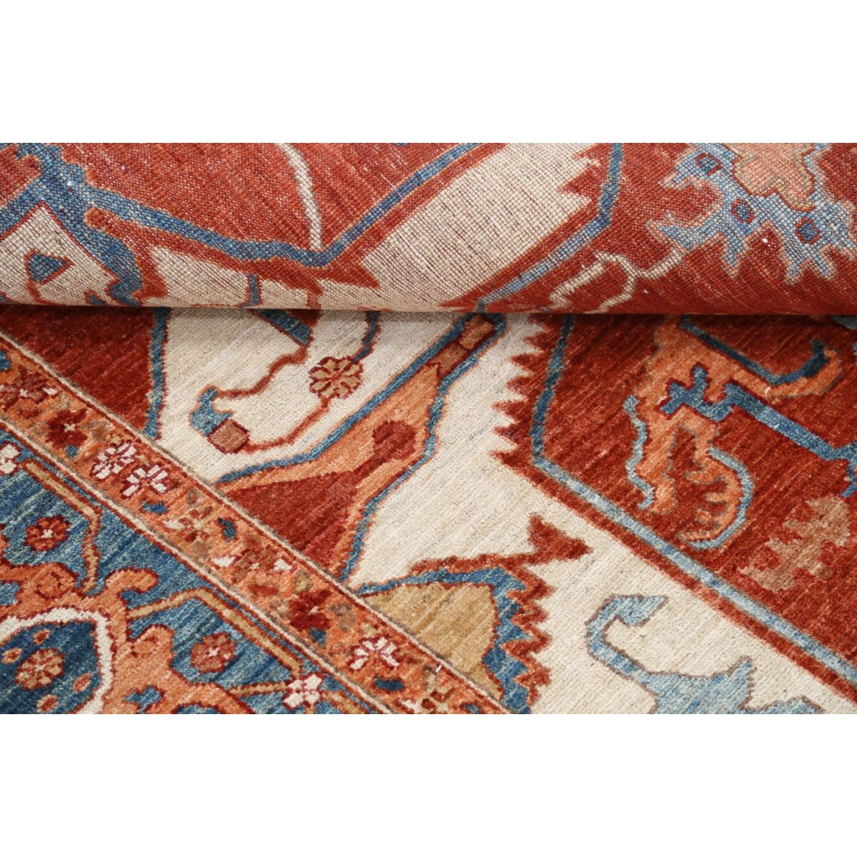 Heriz 9x11 Handmade Double Knotted Washable Wool Rug - Colorful