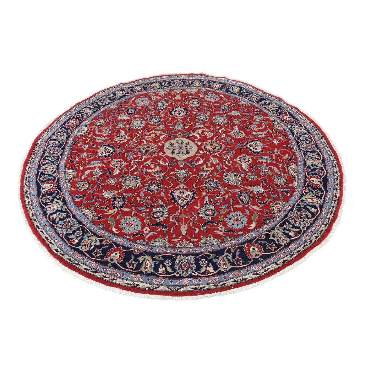 Heritage 6x7 Handmade Double Knotted Washable Wool Round Rug - Colorful