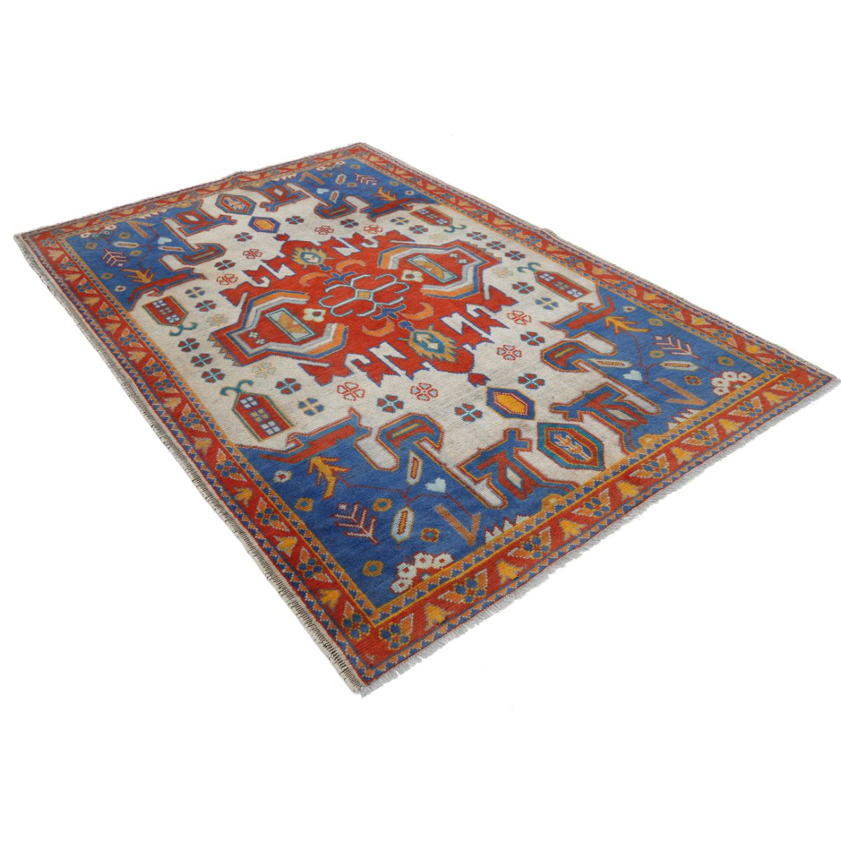 Revival 6x8 Handmade Double Knotted Washable Wool Rug - Colorful