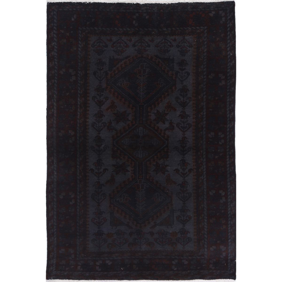 Overdye 4x5 Handmade Double Knotted Washable Wool Rug - Monochormatic