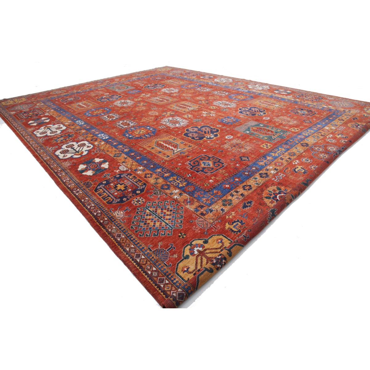 Humna 17x22 Handmade Double Knotted Washable Wool Rug - Colorful