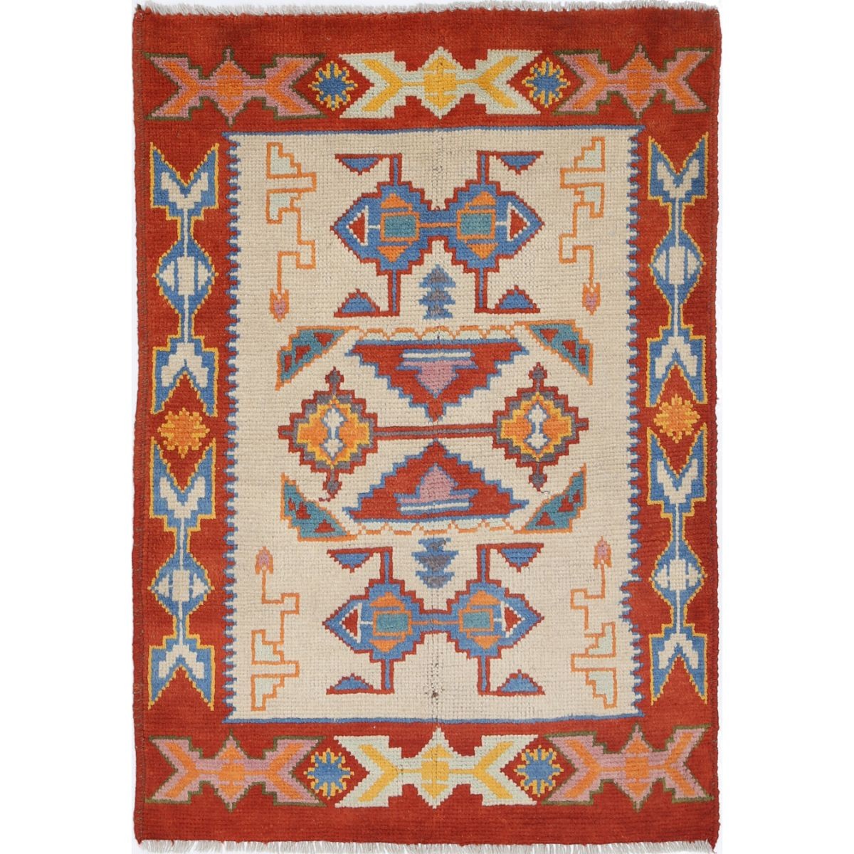 Revival 3x4 Handmade Double Knotted Washable Wool Rug - Colorful