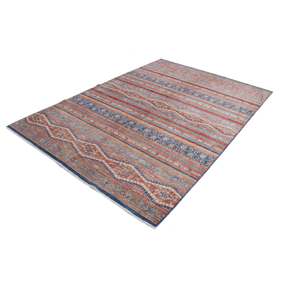 Khurjeen 6x8 Handmade Double Knotted Washable Wool Rug - Colorful