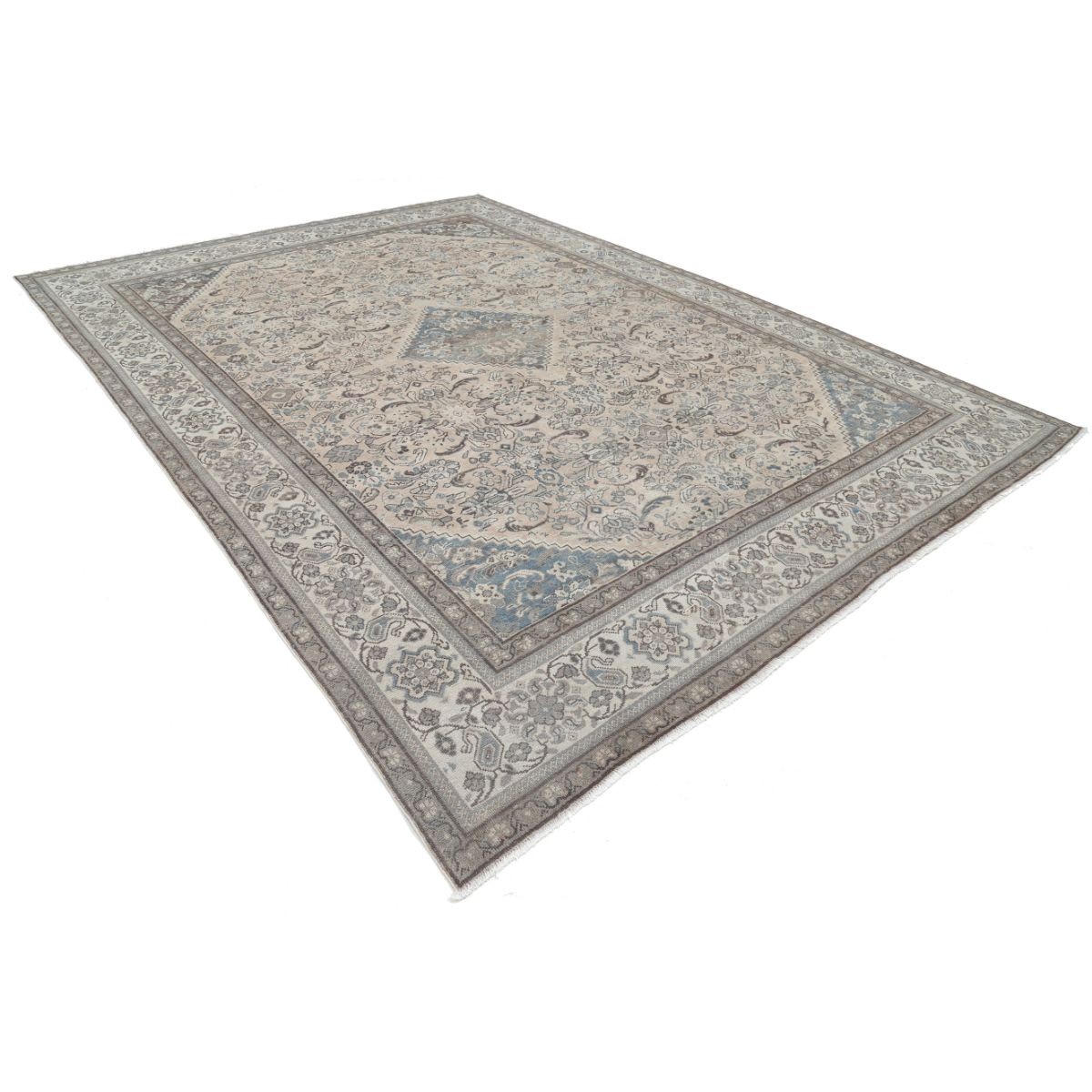 Vintage 10x14 Handmade Double Knotted Washable Wool Rug - Soft Hues