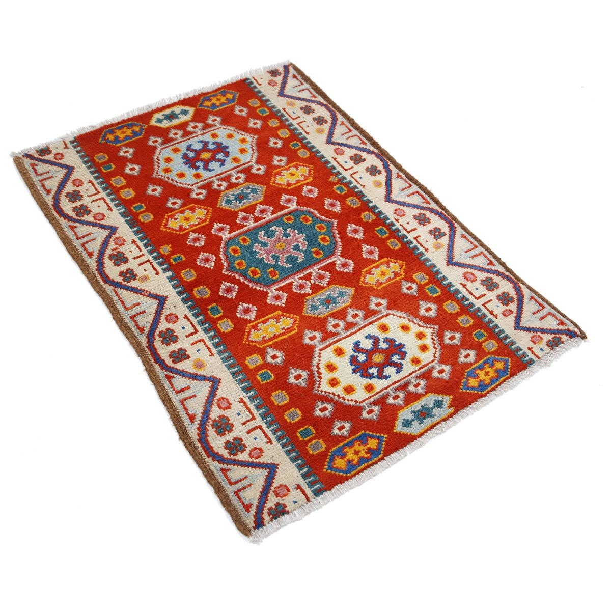 Revival 3x4 Handmade Double Knotted Washable Wool Rug - Colorful