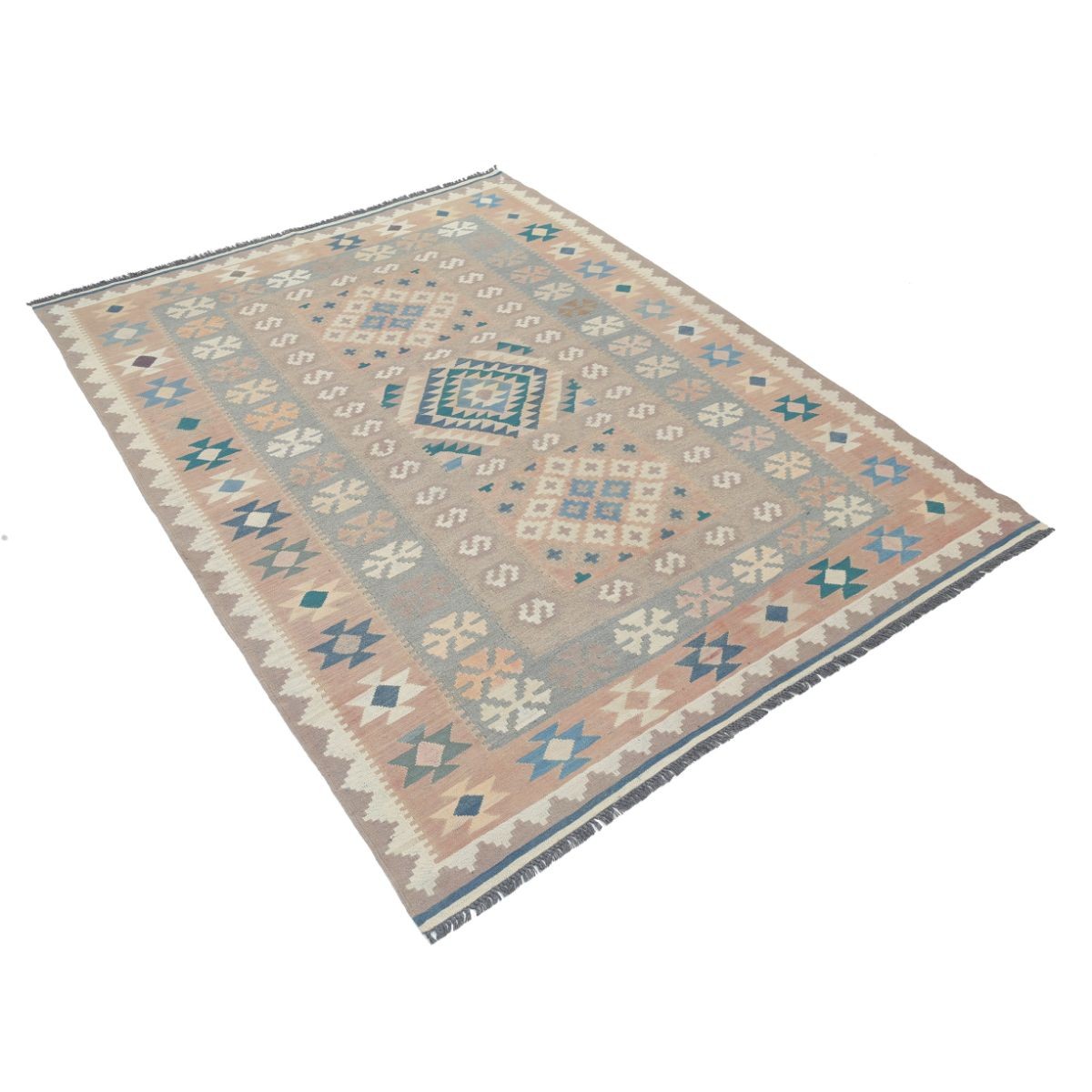 Kafkaas 5x7 Hand Woven Washable Wool Rug - Soft Hues