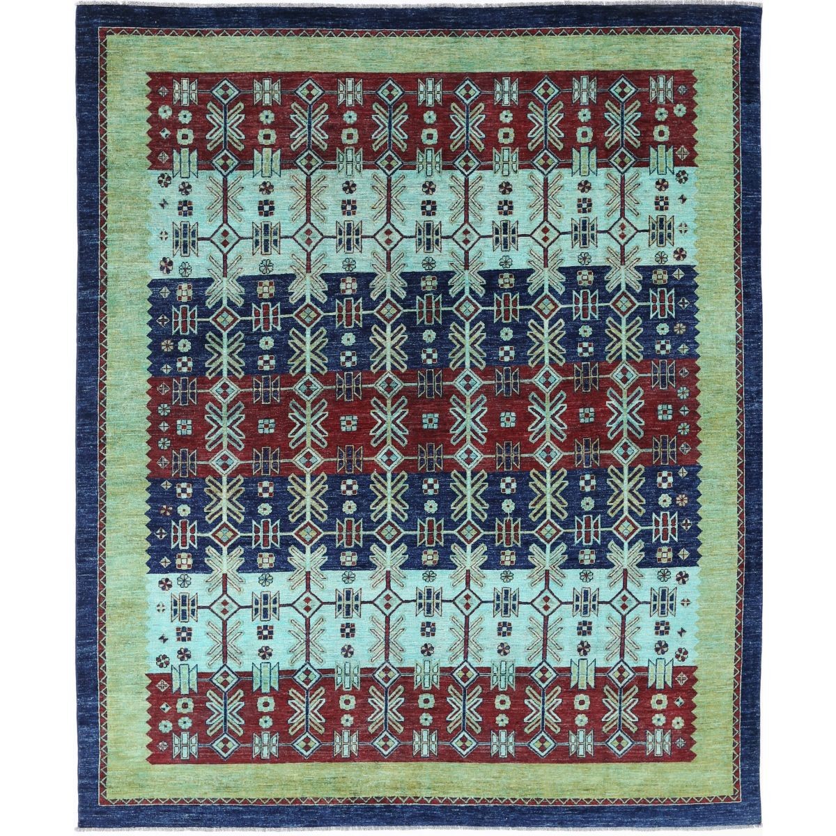 Modcar 8x10 Handmade Double Knotted Washable Wool Rug - Colorful