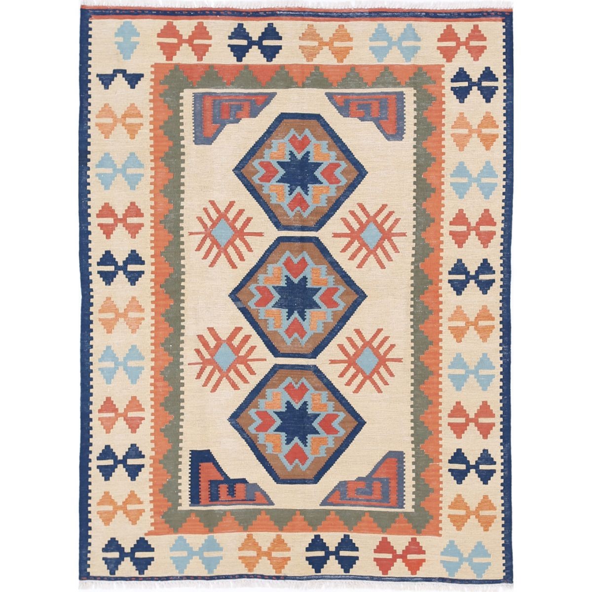 Kafkaas 5x7 Hand Woven Washable Wool Rug - Colorful