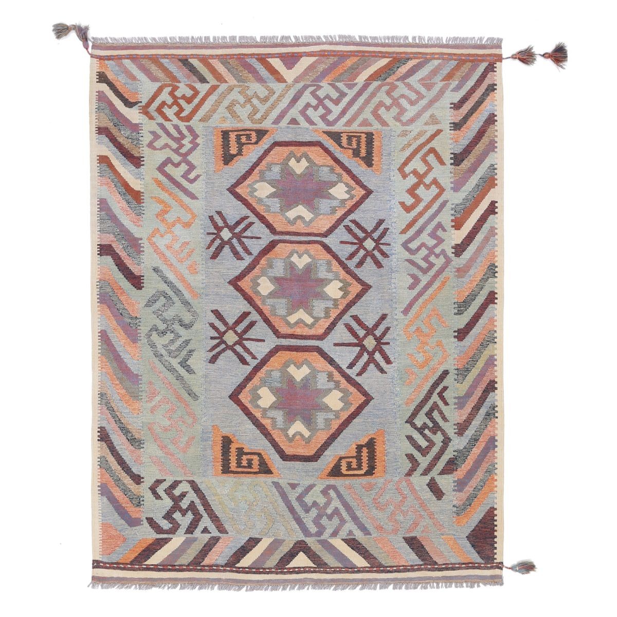 Kafkaas 5x7 Hand Woven Washable Wool Rug - Colorful