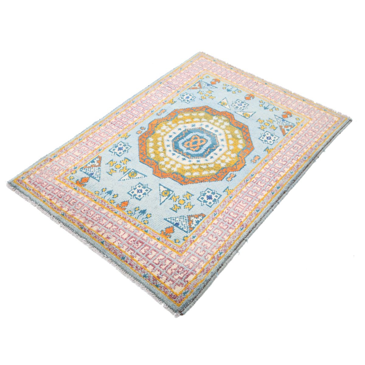 Revival 3x4 Handmade Double Knotted Washable Wool Rug - Colorful