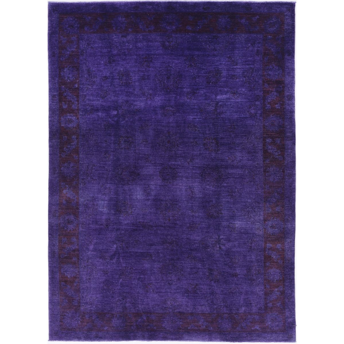 Overdye 7x10 Handmade Double Knotted Washable Wool Rug - Monochormatic