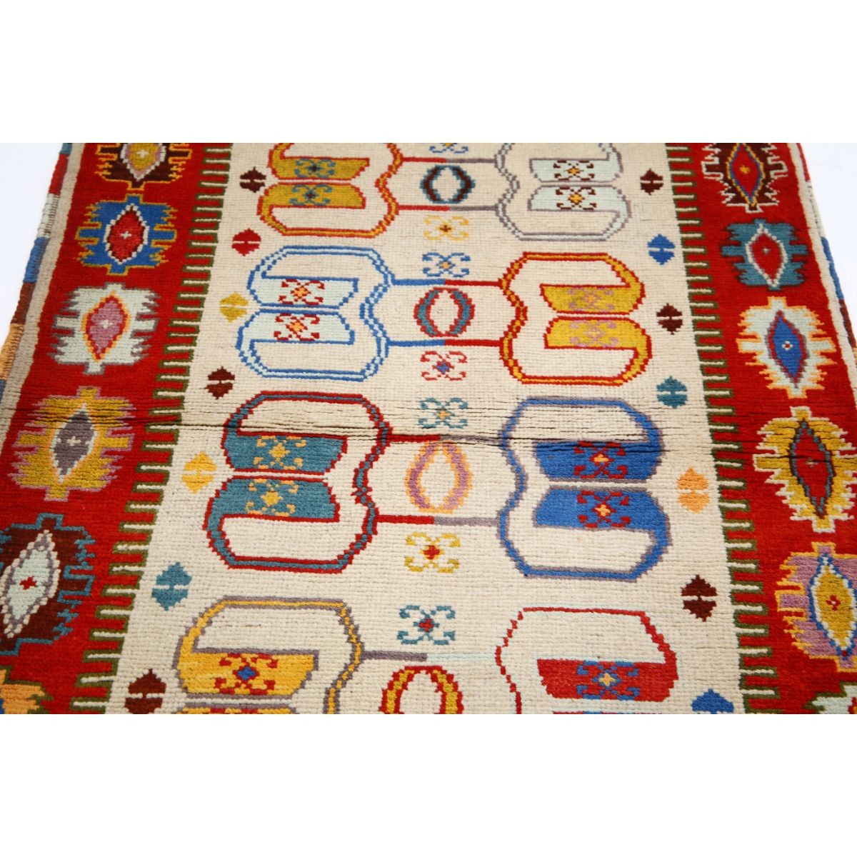 Revival 3x4 Handmade Double Knotted Washable Wool Rug - Colorful