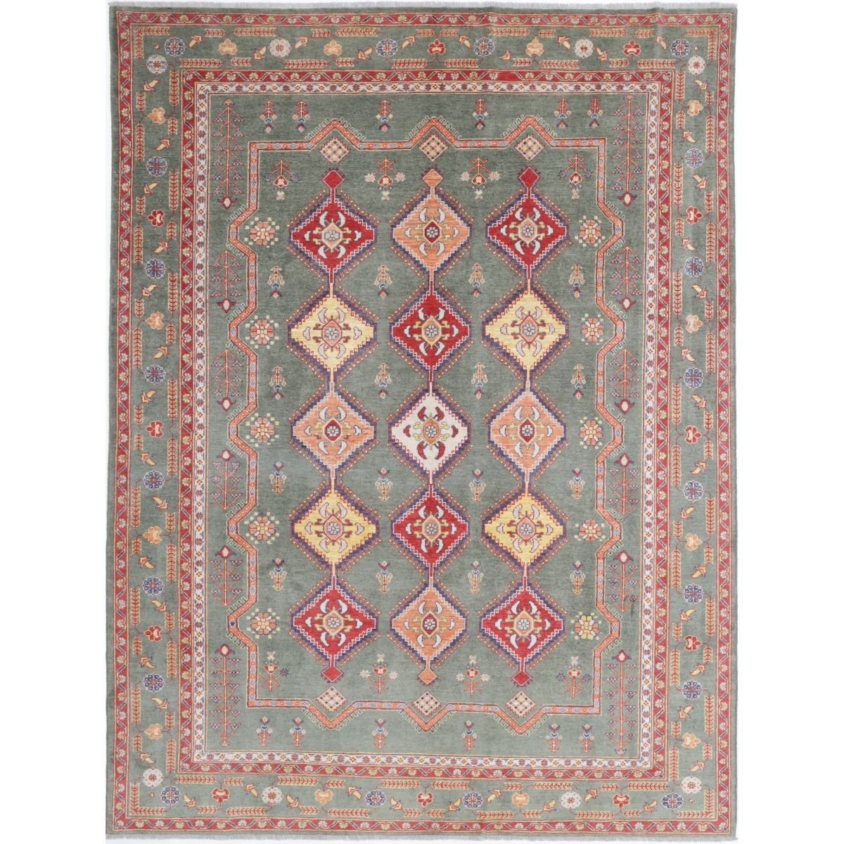 Revival 8x11 Handmade Double Knotted Washable Wool Rug - Colorful