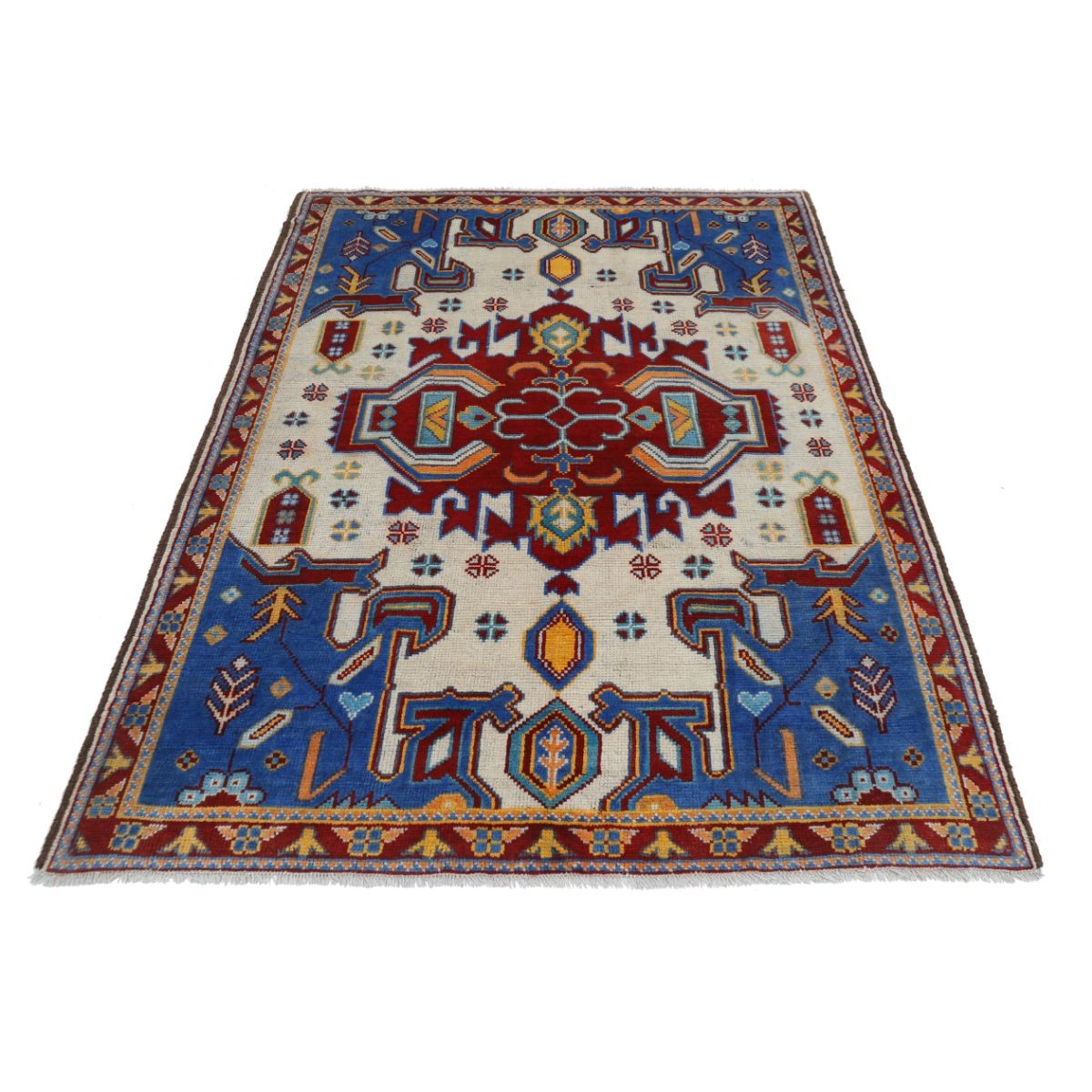 Revival 5x6 Handmade Double Knotted Washable Wool Rug - Colorful