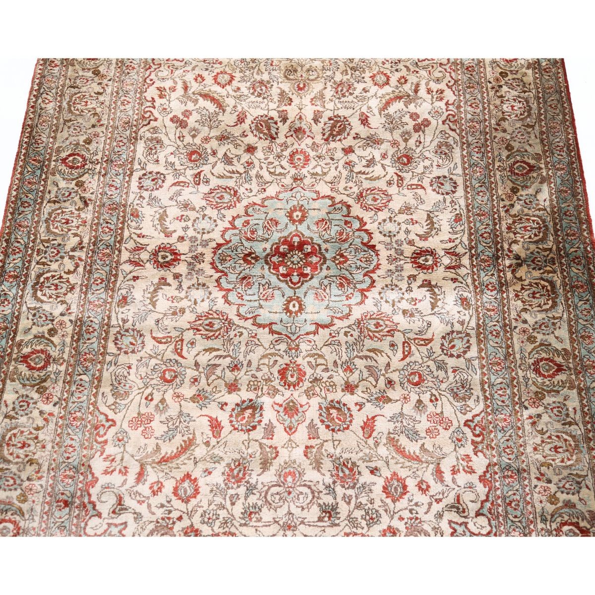 Qum 3x5 Handmade Double Knotted Washable Silk Rug - Colorful